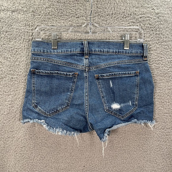 Old Navy Shorts Womens 2 Blue Boyfriend Cut Off Distressed Denim Preppy Casual - Picture 2 of 9